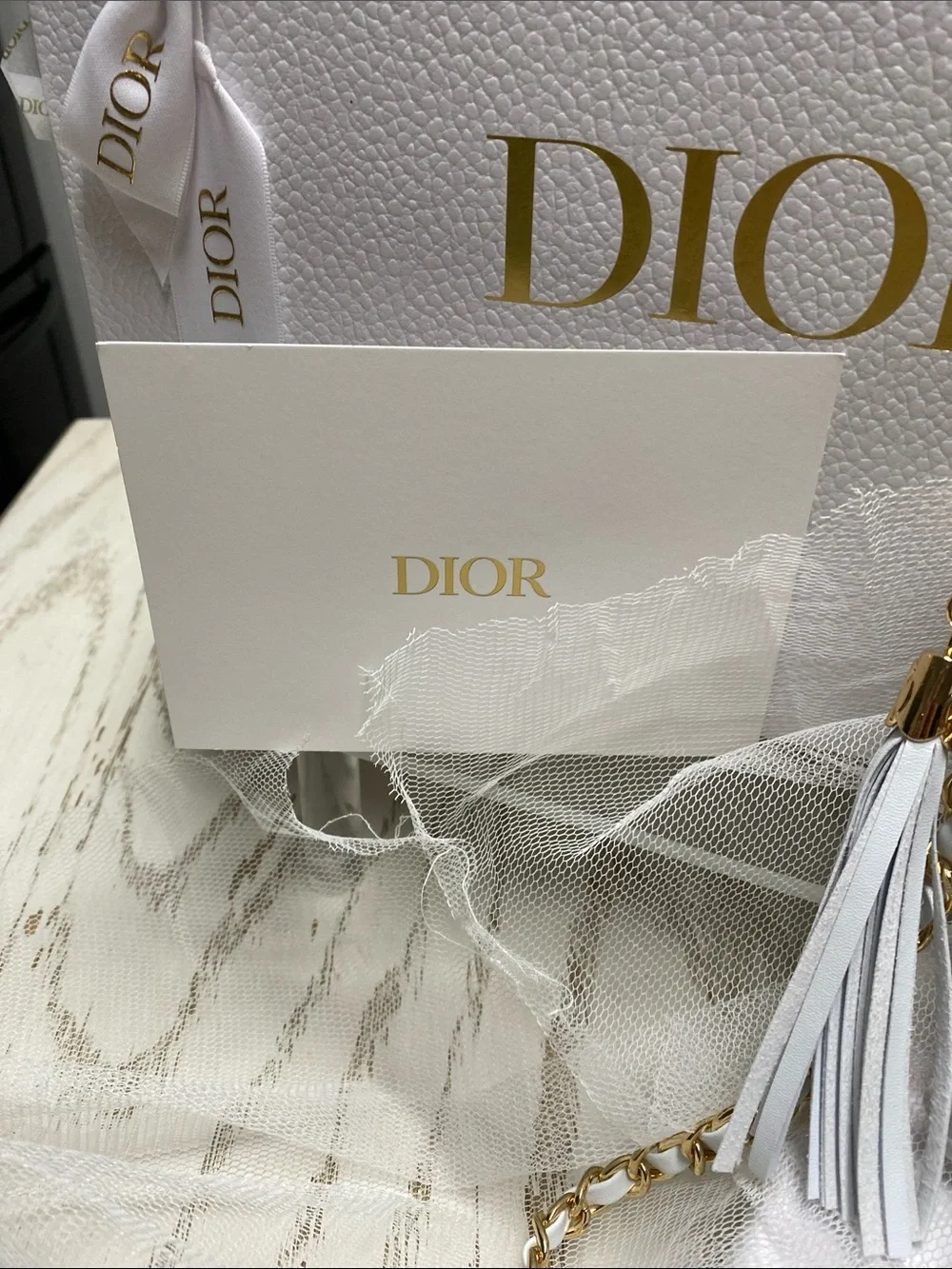 Dior Limited Edition White Quilted Faux Leather Pouch